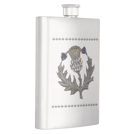 Zilveren distel op roestvrij flacon (Rechts)