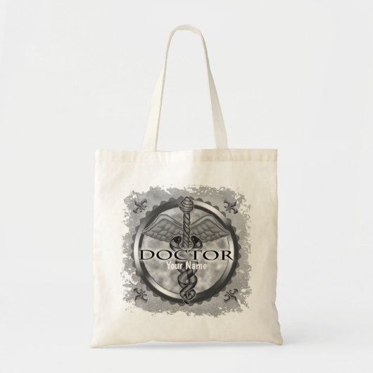 Zilveren dokter tote bag (Voorkant)