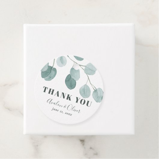 Zilveren Dollar Eucalyptus Bruiloft Dank u Bedankjes Labels (In situ)