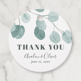 Zilveren Dollar Eucalyptus Bruiloft Dank u Bedankjes Labels