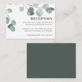 Zilveren Dollar Eucalyptus bruiloft receptie Informatiekaartje (Voorkant / Achterkant)