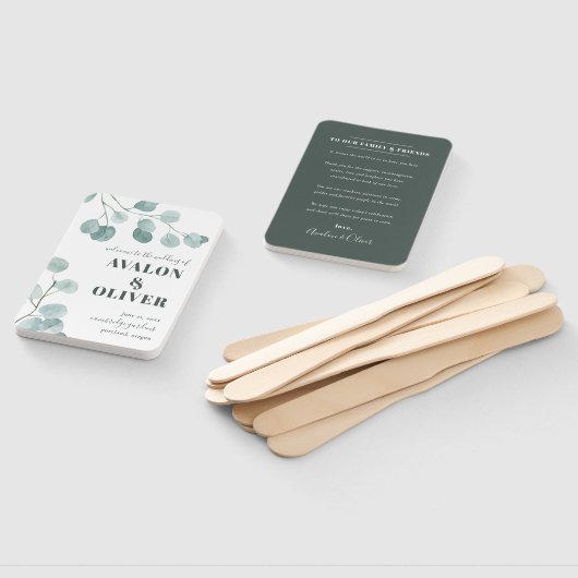 Zilveren Dollar Eucalyptus Dank u bruiloft Handwaaier (Niet-gemonteerd)