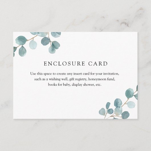 Zilveren Dollar Eucalyptus Enclosure Kaart (Voorkant)