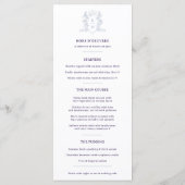 Zilveren donkere paarse kroonkam monogram bruiloft menu (Achterkant)