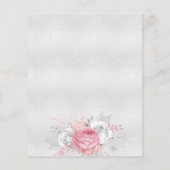 Zilveren doopfeest uitnodiging met roze bloemen flyer (Achterkant)