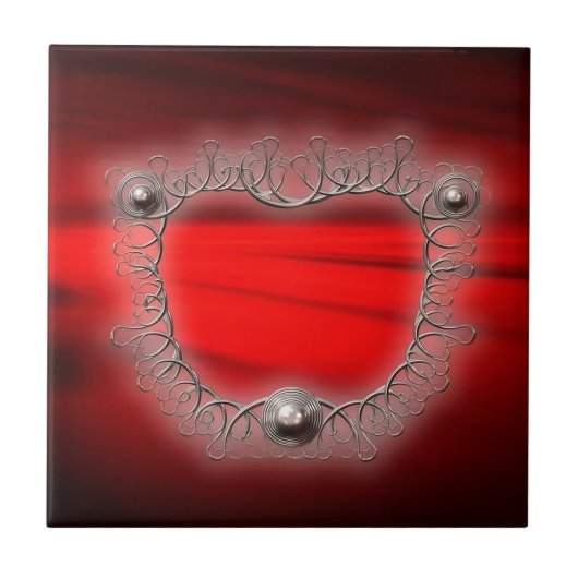 Zilveren Draadframe Mandelbrot Fractal Tegeltje (Voorkant)