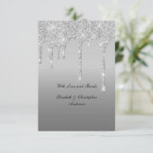 Zilveren Dripping Glitter Glam Elegant Bruiloft Bedankkaart (Staand voorkant)