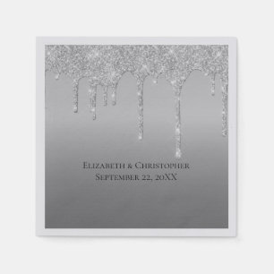 Zilveren Dripping Glitter Glam Elegant Bruiloft Servet