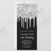 Zilveren Dripping Glitter Zwart 50ste verjaardag Kaart (Voorkant)