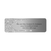 Zilveren druipende glitters bruiloft retouradres etiket (Voorkant)