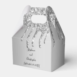 Zilveren druipende glitters Glitterdruppels Bruilo Bedankdoosjes