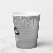 Zilveren Druppelende Glitter Glam Ogen Papieren Be Papieren Bekers (Links)