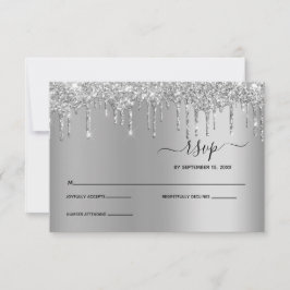 Zilveren druppelige glittersparels Elegante trouw- RSVP Kaartje