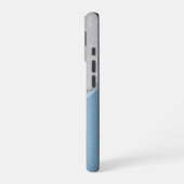 Zilveren druppels monogram blauw metallic iPhone 16 hoesje (Linkerkant)