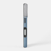 Zilveren druppels monogram blauw metallic iPhone 16 hoesje (Rechterkant)