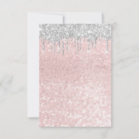 Zilveren druppels Roze bruiloft Bridal Sweet 16de  Kaart (Achterkant)