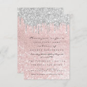 Zilveren druppels Roze bruiloft Bridal Sweet 16de  Kaart (Voorkant / Achterkant)