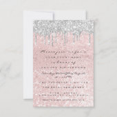 Zilveren druppels roze bruiloft bruid sweet 16th kaart (Voorkant)