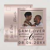 Zilveren druppelsFijne Save The Date Koppel Foto Briefkaart (Voorkant / Achterkant)