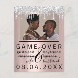 Zilveren druppelsGrappige Save The Date koppel fot Briefkaart