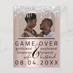 Zilveren druppelsGrappige Save The Date koppel fot Briefkaart