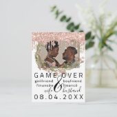 Zilveren druppelsLeuke bewaar de datum witte foto Briefkaart (Staand voorkant)