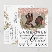 Zilveren druppelsLeuke Save The Date witte foto Briefkaart (Voorkant / Achterkant)