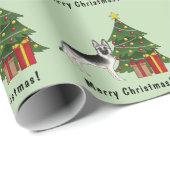 Zilveren Duitse Herder Feestelijke Kerstboom Cadeaupapier (Rol Hoek)