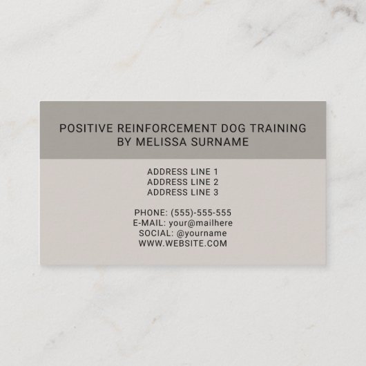 Zilveren Duitse Herder Hond Trainer Pet Services Visitekaartje (Achterkant)