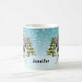 Zilveren Duitse Herder Winterbos met naam Koffiemok (Center)