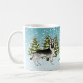 Zilveren Duitse Herder Winterbos met naam Koffiemok (Links)