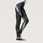 Zilveren dunne lijn op abstract zwart gesteente leggings (Rechts)
