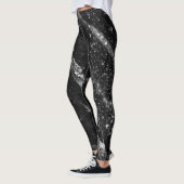 Zilveren dunne lijn op abstract zwart gesteente leggings (Links)