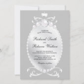 zilveren edelsteen parel bruiloft kaart (Voorkant)
