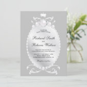 zilveren edelsteen parel bruiloft kaart (Staand voorkant)
