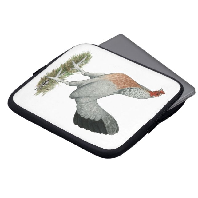 Zilveren Eendvleugel Speelhen Laptop Sleeve (Voorkant top)
