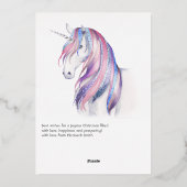 Zilveren Eenhoorn Sneeuwbol Kerstmis Folie Feestdagenkaart (Achterkant)