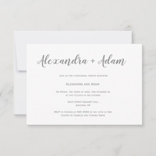 Zilveren eenvoudige repetities voor het diner kaart (Voorkant)