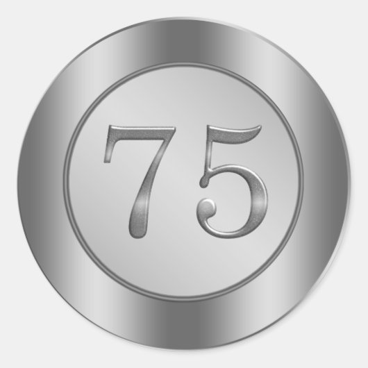 Zilveren effect 75e bruiloft Jubileum Sticker (Voorkant)