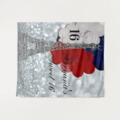 Zilveren Eiffeltoren Ballonnen Feest Achtergrond Wandkleed (Voorkant (horizontaal))