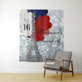 Zilveren Eiffeltoren Ballonnen Feest Achtergrond Wandkleed (In situ)