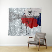 Zilveren Eiffeltoren Ballonnen Feest Achtergrond Wandkleed (In Situ (horizontaal))