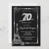 Zilveren Eiffeltoren, Border Black 70e verjaardag Kaart (Voorkant)