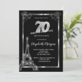 Zilveren Eiffeltoren, Border Black 70e verjaardag Kaart (Staand voorkant)