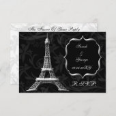 zilveren Eiffeltoren frans rsvp standaard 3,5 x 5 (Voorkant / Achterkant)