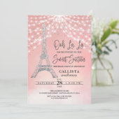 Zilveren Eiffeltoren glitter lichten Sweet 16 Kaart (Staand voorkant)