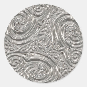 Zilveren elegante art nouveau reliëflook ronde sticker