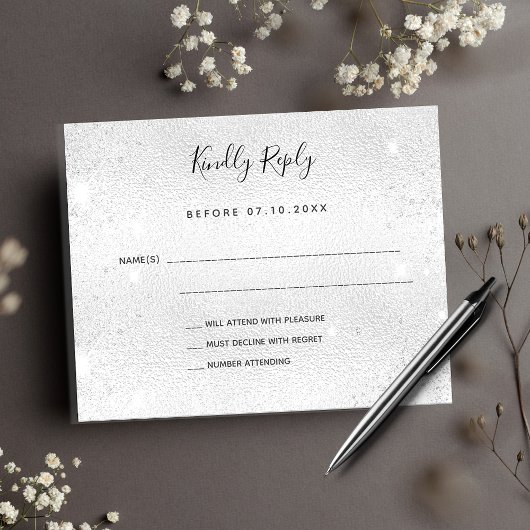 Zilveren elegante bruiloft RSVP budget Flyer