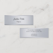 Zilveren Elegante Handgeschreven Script Sjabloon Mini Visitekaartje (Voorkant / Achterkant)