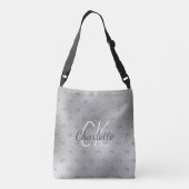 Zilveren elegante moderne monogram crossbody tas (Achterkant)